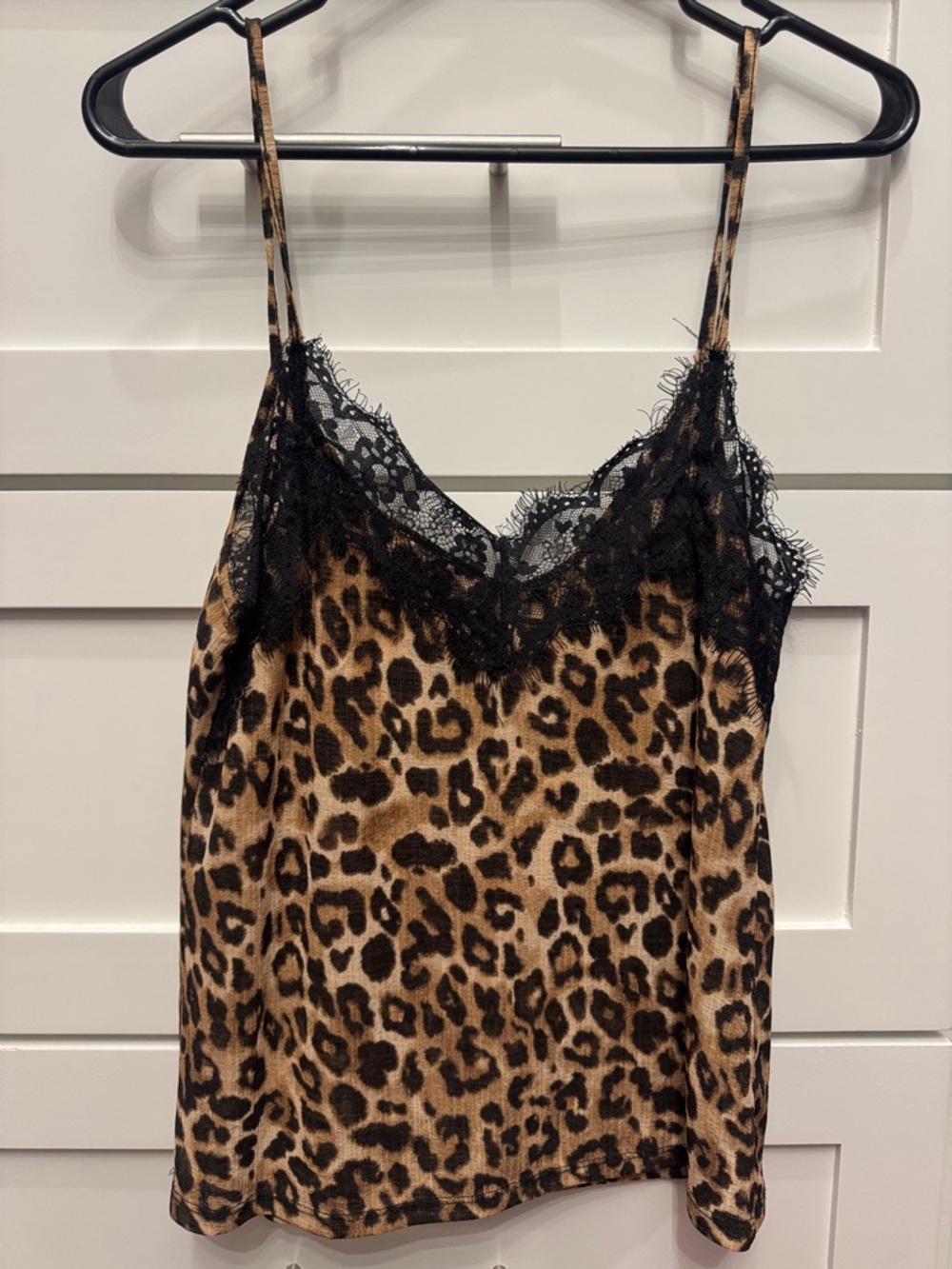 ZARA TRAFALUC Leopard Lace Trim Cami Tank Top - Brown/Black SZ S